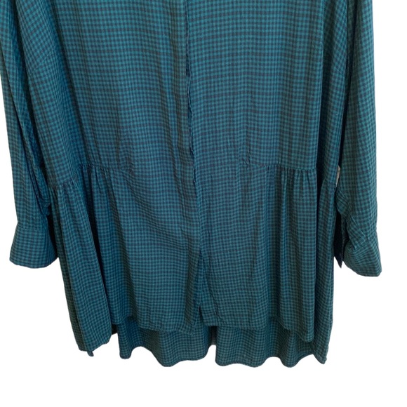 🖤🌲 Sejour Nordstrom Long Button Down Collared Black/Forest Green Check Shirt - Picture 4 of 13
